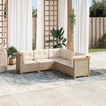 vidaXL Salon de jardin avec coussins 5 Pièces beige résine tressée