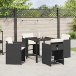 vidaXL Ensemble de salle à manger pour jardin 5 Pièces Noir polyrotin