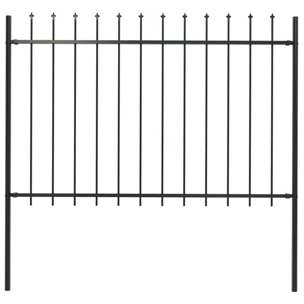 vidaXL Clôture de jardin avec dessus en lance Acier 1 7 x 1 2 m Noir
