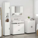 vidaXL Ensemble de mobilier de salle de bain avec tiroir 4 Pièces Blanc