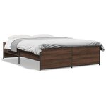 vidaXL Cadre de lit chêne marron 120x200 cm bois d'ingénierie et métal