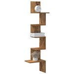 vidaXL Étagère d'angle murale vieux bois 32x32x127 5cm bois ingénierie