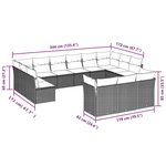 vidaXL Salon de jardin avec coussins 13 Pièces noir résine tressée