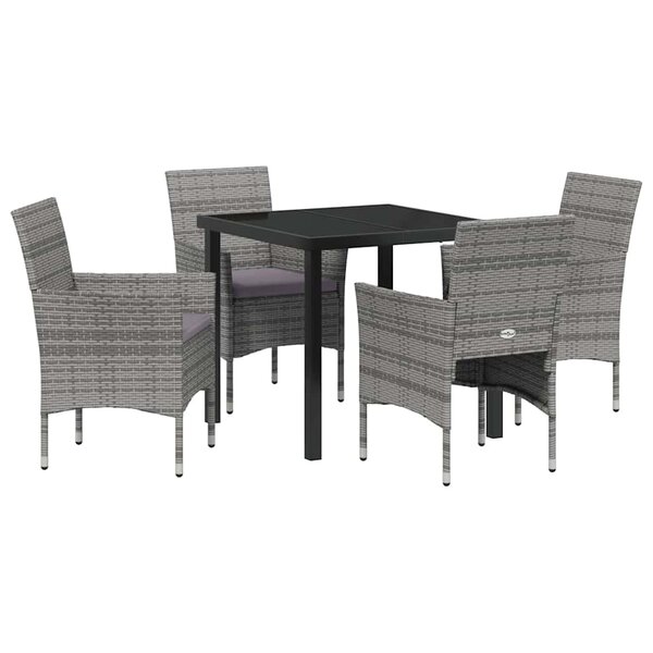 vidaXL Set de jardin de 5 pièces en poly rattan gris
