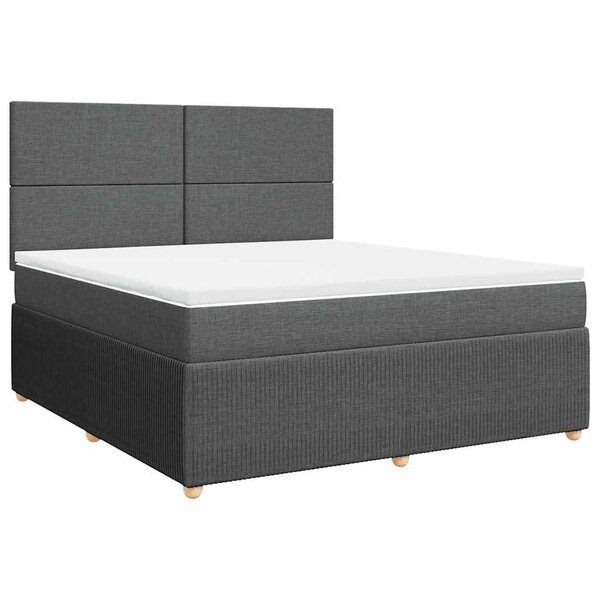 vidaXL Sommier à lattes de lit avec matelas Gris foncé 180x200cm Tissu