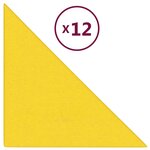 vidaXL Panneaux muraux 12 Pièces Jaune clair 30x30 cm Tissu 0 54 m²