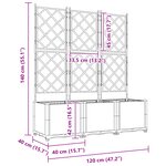 vidaXL Pot de jardin avec treillis 3 Pièces Noir 120x40x143 cm