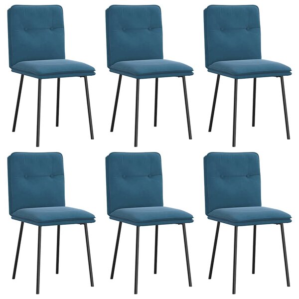 vidaXL Chaises à manger lot de 6 bleu velours