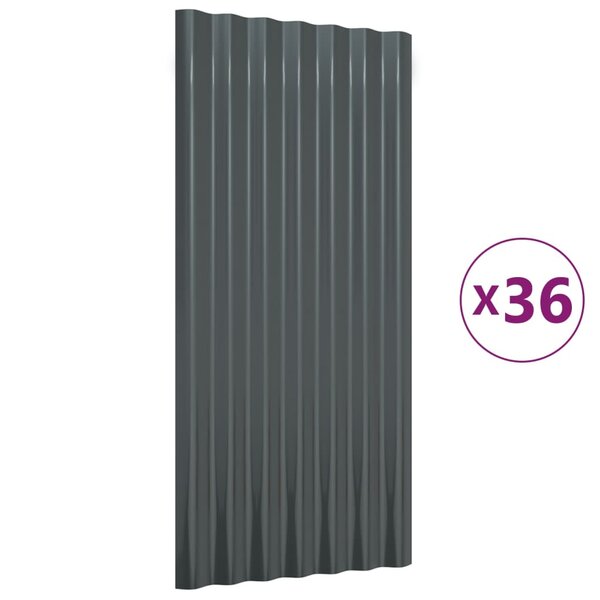 vidaXL Panneaux de toiture 36 Pièces Acier Anthracite 80x36 cm