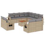 vidaXL Salon de jardin avec coussins 12 Pièces beige résine tressée