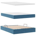 vidaXL Lit de rangement LED avec matelas Bleu foncé 140 x 200 cm