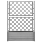 vidaXL Jardinière avec treillis 100x43x142 cm PP Gris pierre