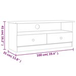 vidaXL Meuble TV et tiroirs ALTA blanc 100x35x41 cm bois massif de pin