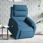 vidaXL Fauteuil inclinable de massage électrique bleu velours