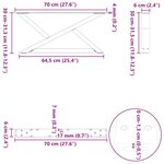 vidaXL Pieds de table basse 2 pièces Blanc 70 x (30-31 3) cm Acier