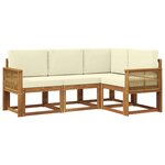 vidaXL Ensemble de canapés d'extérieur 4 pc Naturel et Crème Polyester