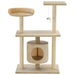 vidaXL Arbre à chat avec griffoirs en sisal 95 cm Beige