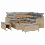 vidaXL Ensemble de canapé de jardin 8 Pièces Beige Poly rotin