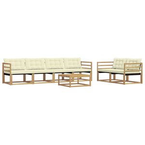 vidaXL Ensemble de canapés d'extérieur 7 Pièces Blanc et crème