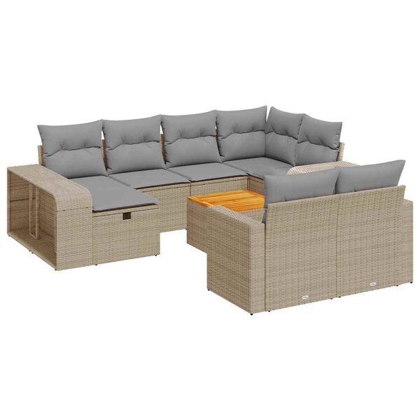 vidaXL Salon de jardin 11 Pièces avec coussins beige résine tressée