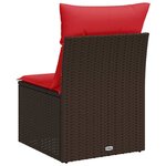 vidaXL Chaise de jardin sans accoudoirs avec coussins en résine tressée marron