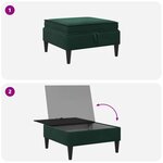 vidaXL Pouf avec Rangement Vert foncé Velours