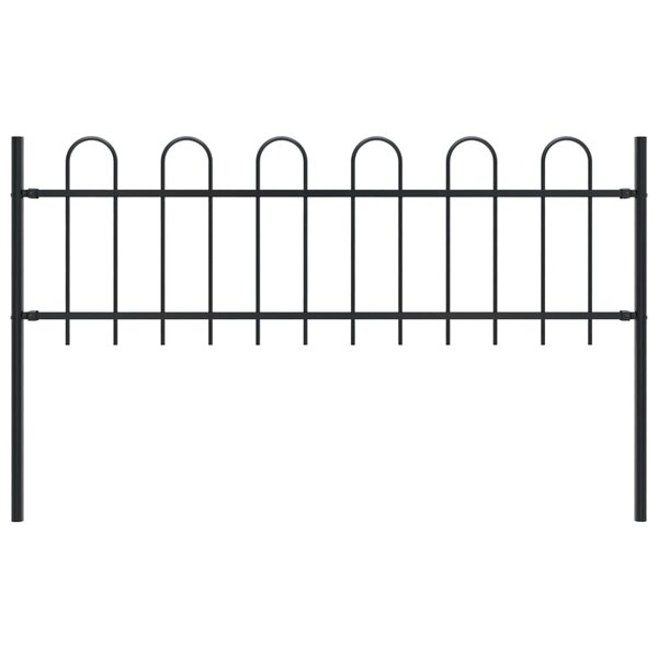 vidaXL Clôture de jardin avec dessus en cerceau Acier 1 7 m Noir