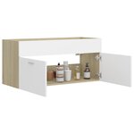 vidaXL Armoire d'évier Blanc et chêne sonoma Bois d’ingénierie