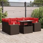 vidaXL Salon de jardin avec coussins 7Pièces marron résine tressée