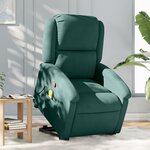 vidaXL Fauteuil de massage inclinable Vert foncé Velours