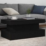 vidaXL Table basse avec lumières LED chêne noir 90x50x40 cm