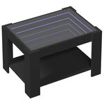 vidaXL Table basse avec LED noir 73x53x45 cm bois d'ingénierie