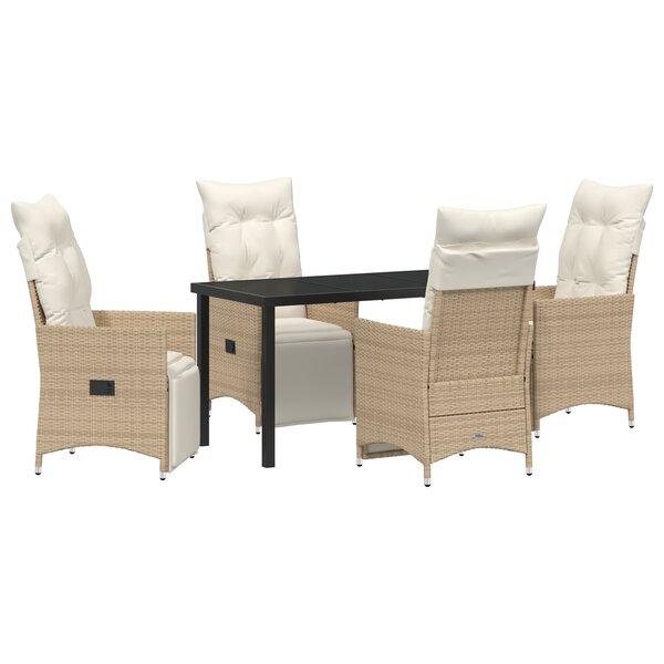 vidaXL Ensemble de salle à manger de jardin 5 pièces avec coussins beige en poly rattan