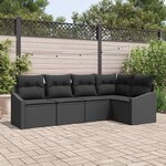 vidaXL Ensemble de canapé de jardin 5 Pièces Noir Poly rotin