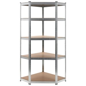 vidaXL Étagère d'angle à 5 niveaux Argenté Acier et bois d'ingénierie