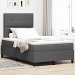 vidaXL Lit à ressorts avec matelas et lumière LED en gris foncé  120 x 190 cm  tissu