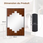 Miroir mural rectangulaire décoratif grand miroir mural 100 x 66 cm avec cadre en forme de touches de piano crochet bidirectionnel pour salon noir 20_0009775