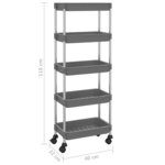 vidaXL Chariot de cuisine 5 niveaux Gris 42x29x128 cm Fer et ABS