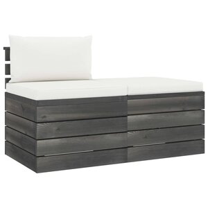 vidaXL Salon palette de jardin 2 Pièces avec coussins Bois de pin massif