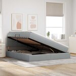 vidaXL Lit de rangement LED avec matelas Gris clair 160 x 200 cm Tissu