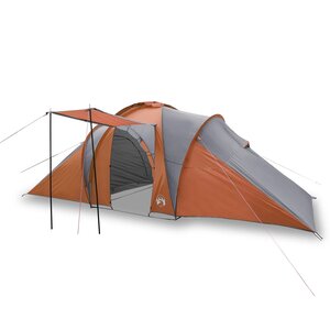 vidaXL Tente familiale à dôme 6 personnes gris et orange imperméable