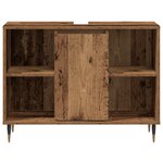 vidaXL Coiffeuse Rustique de Salle de Bain Bois Vieilli Bois Massif Moyen