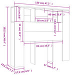 vidaXL Armoire de tête de lit chêne fumé 120x18 5x102 5 cm