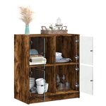 vidaXL Armoire latérale avec portes en verre chêne fumé 68x37x75 5 cm