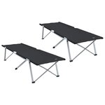 vidaXL Lit de camping pliant 2 Pièces Noir 194 x 62 5 x 42 5 cm