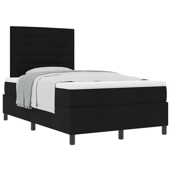 vidaXL Lit à Ressorts avec Matelas Noir Petit Double en Tissu