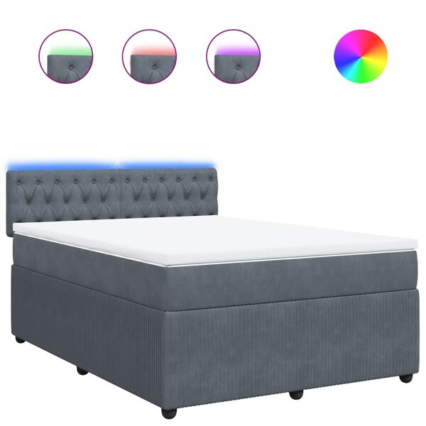 vidaXL Sommier à lattes de lit et matelas Gris foncé 160x200cm Velours