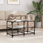 vidaXL Table basse avec dessus en verre noir 78 5x40x45 cm acier