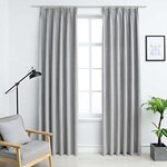 vidaXL Rideaux occultants avec crochets 2 Pièces Gris 140x175 cm