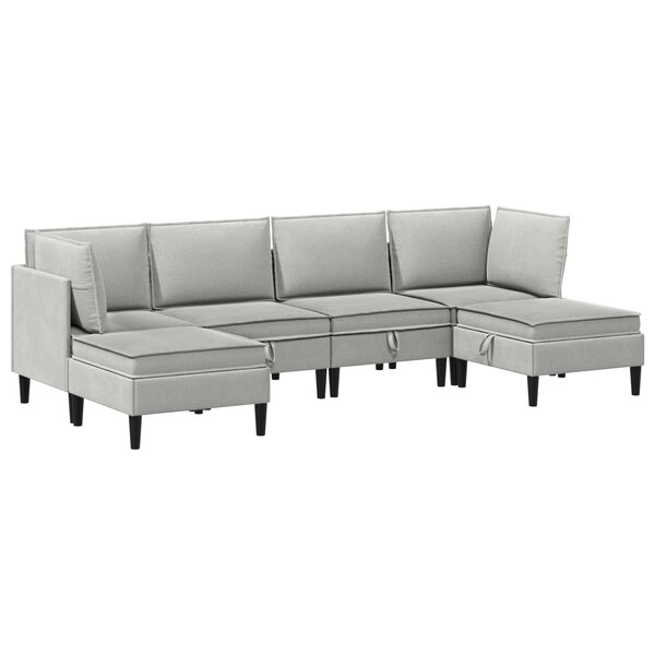 vidaXL Ensemble de meubles pour le salon 6 Pièces Gris clair Tissu